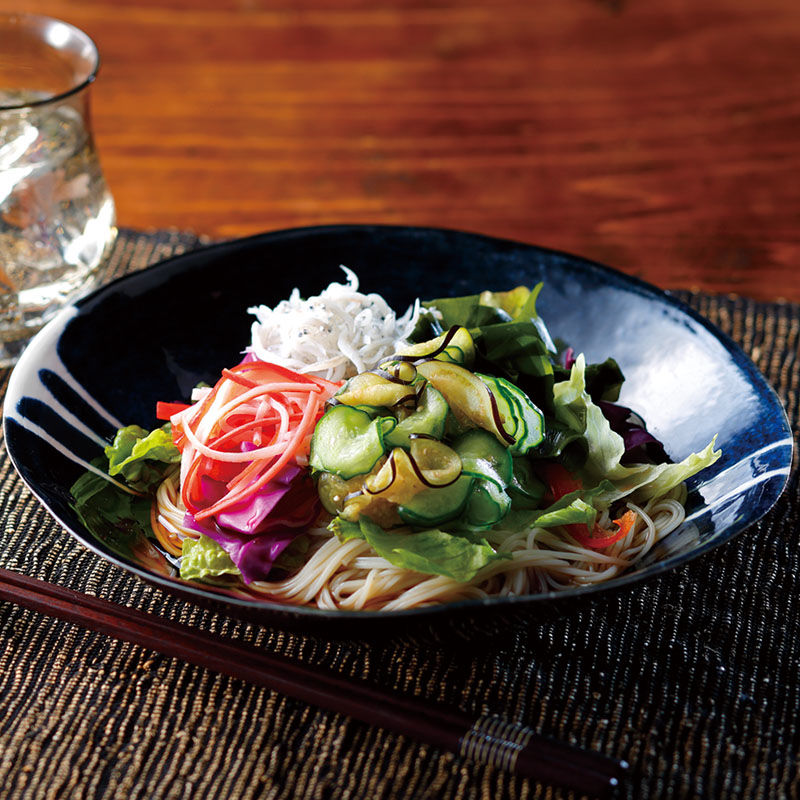 夏野菜としらすののっけ麺
