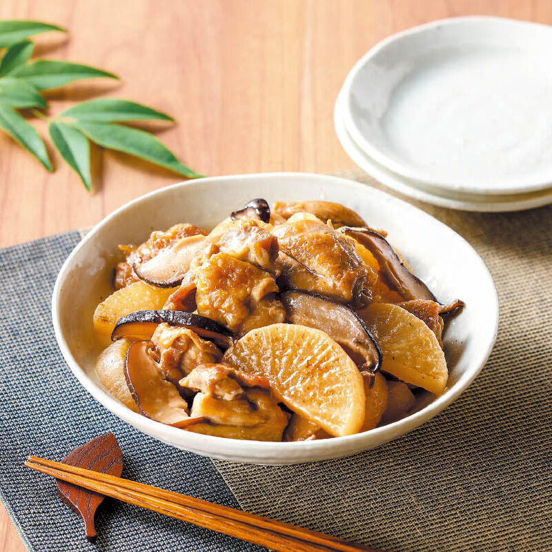 鶏肉と大根と干し椎茸の炒め煮