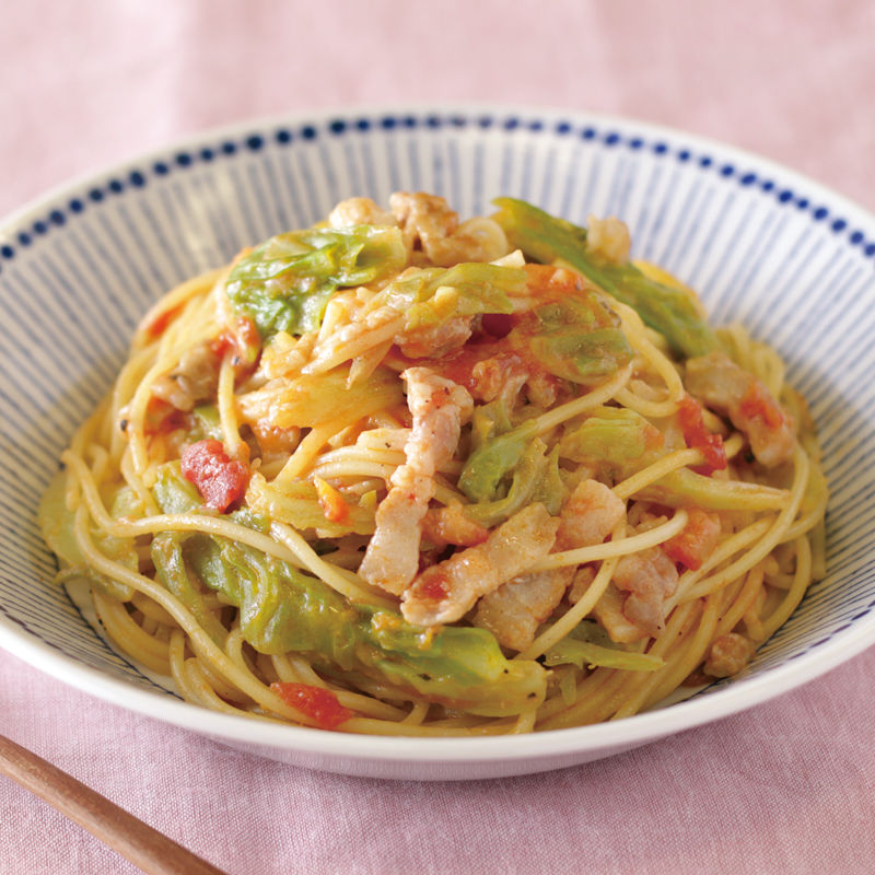 豚バラ肉と春キャベツのスパゲッティ